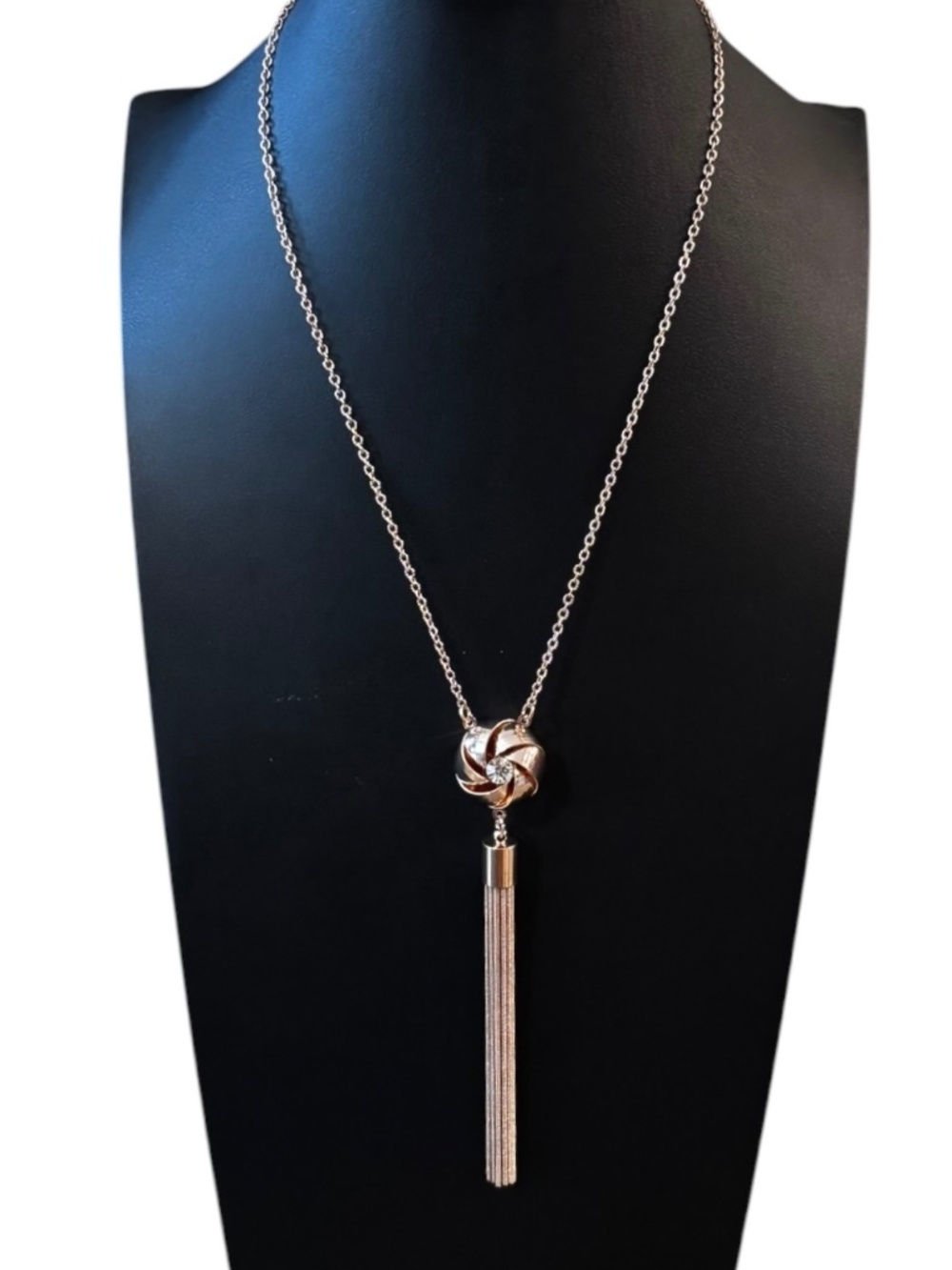 Womens Rose Gold Tone Tassel Pendant Necklace